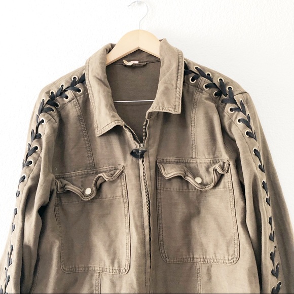 Free People Military Faye Lace Up Sleeve Jacket - Picture 8 of 15